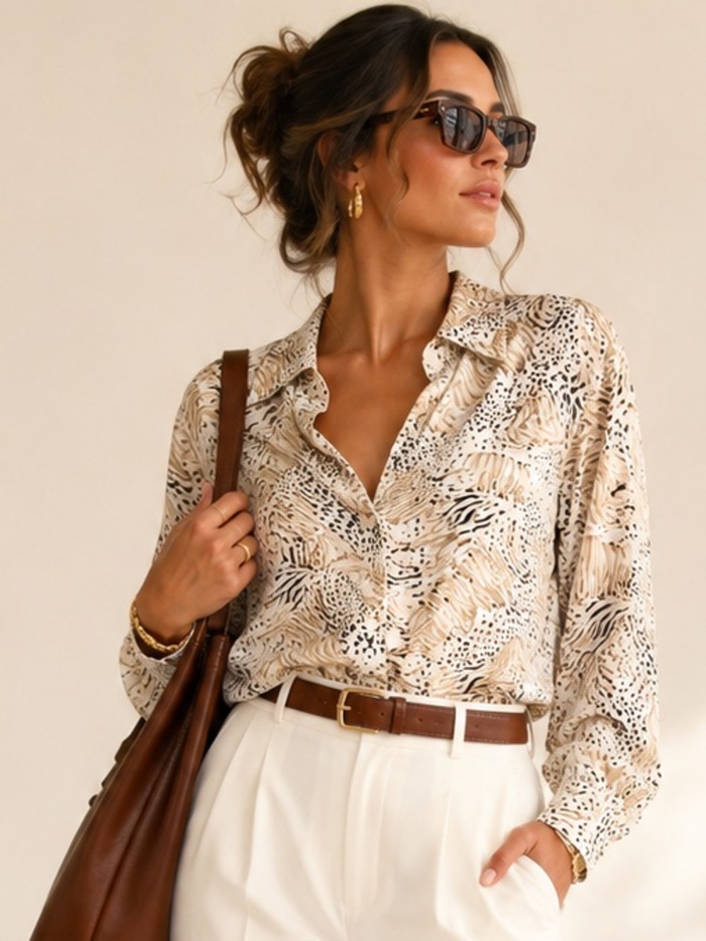 Vintage Sheer Animal Print Blouse Mob Wife Office Siren Sz 20